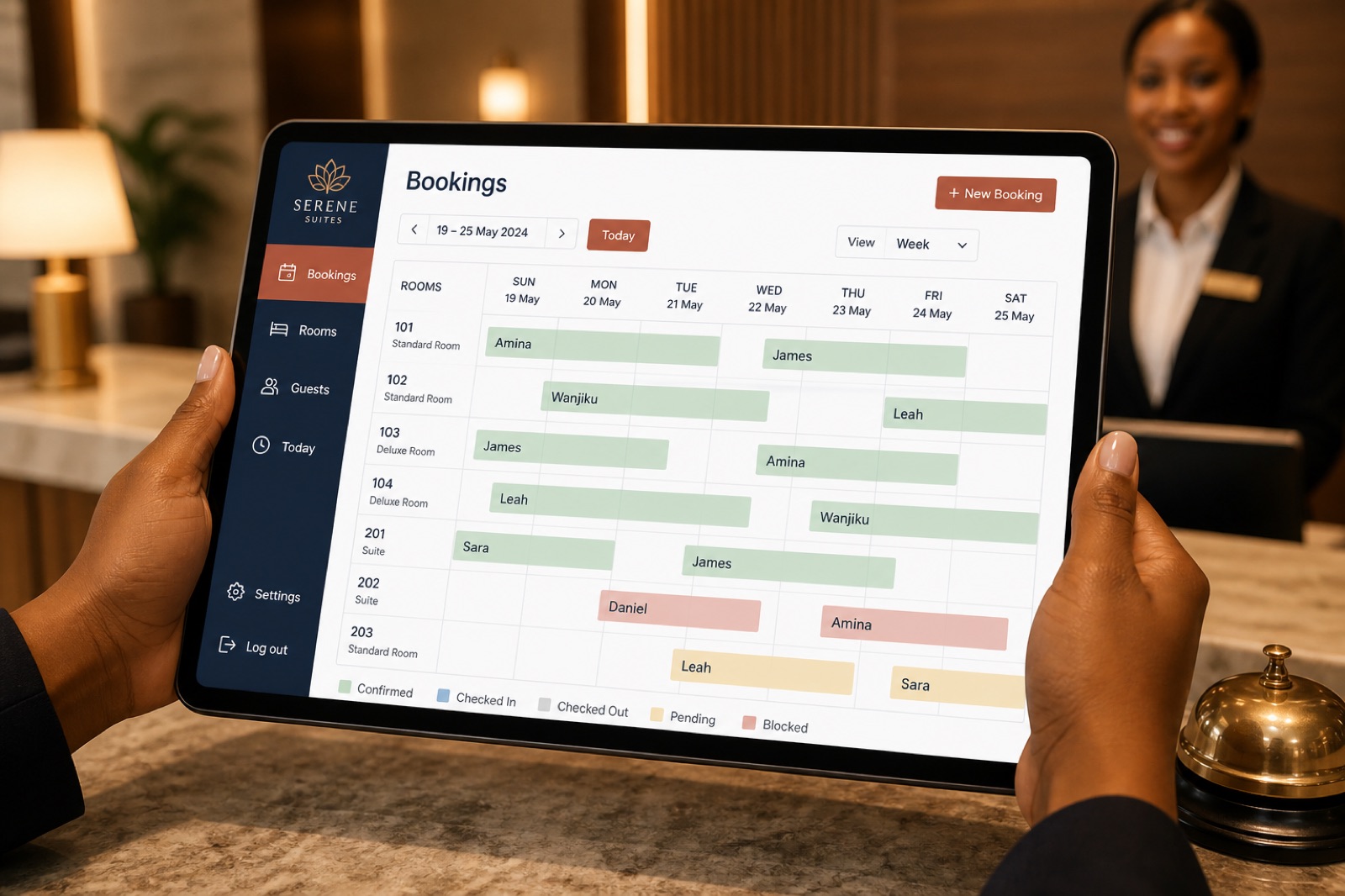 Booking platform: Rooms, guests, and availability — no paper diary
